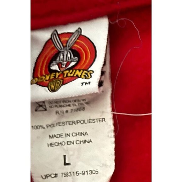 Vintage 90s / 00s LOONEY TUNES Tweety Bird Warner Bros Pullover Fleece Sz L - Picture 5 of 7